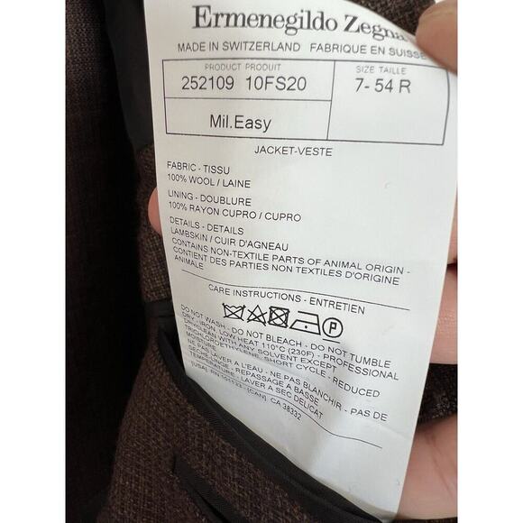 Ermenegildo Zegna Mil. Easy Lightweight Wool Sport Coat Brown Size 54 XL - Picture 6 of 11